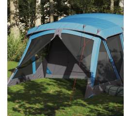 Cort de camping cu verandă 4 persoane, albastru, impermeabil