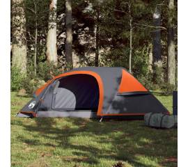 Cort de camping pentru 1 persoană, gri/portocaliu, impermeabil