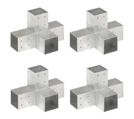 Conectori de grindă, formă x, 4 buc, 81x81 mm, metal galvanizat