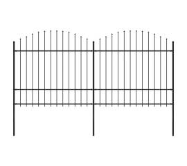 Gard de grădină cu vârf suliță, negru, 3,4 m, oțel