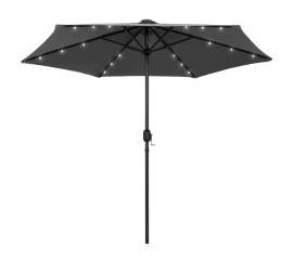 Umbrelă de soare cu led și stâlp aluminiu, antracit, 270 cm