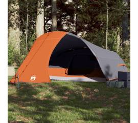 Cort de camping pentru 4 persoane, gri/portocaliu, impermeabil