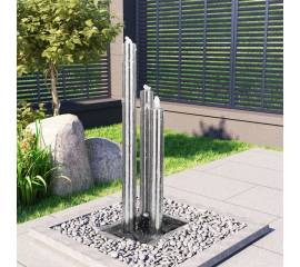 Fântână de grădină, argintiu, 48x34x123 cm, oțel inoxidabil
