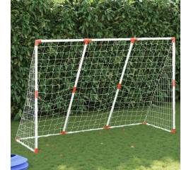 Poartă de fotbal pentru copii cu mingi 2-în-1 alb 184x64x124 cm