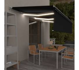 Copertină retractabilă manual cu stor&led, antracit, 6x3 m