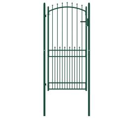 Poartă de gard cu țepușe, verde, 100x200 cm, oțel