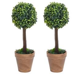 Plante artificiale cimișir cu ghiveci, 2 buc. verde 41 cm minge