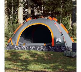 Cort de camping, 3 persoane, gri/portocaliu, setare rapidă