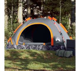 Cort de camping, 2 persoane, gri/portocaliu, setare rapidă