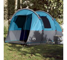 Cort de camping tunel pentru 4 persoane, albastru, impermeabil