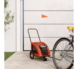 Remorcă de bicicletă animale portocaliu/gri, textil oxford/fier