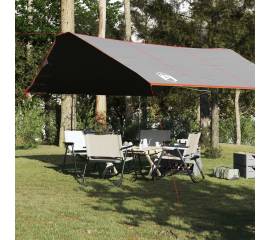 Prelată de camping, gri și portocaliu, 420x440 cm, impermeabilă