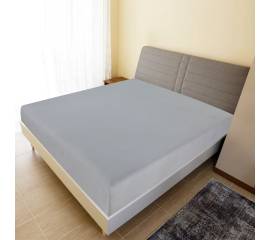 Cearșaf de pat cu elastic, gri, 100x200 cm, bumbac