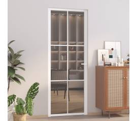 Ușă de interior, 76x201,5 cm, alb, sticlă esg și aluminiu