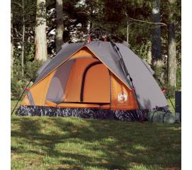 Cort camping cupolă 2 persoane, gri/portocaliu, setare rapidă