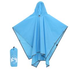 Poncho de ploaie cu glugă, design 2 în 1, albastru, 223x145 cm