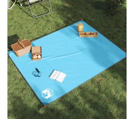 Pătură de picnic cu țăruși, albastru, 205x155 cm