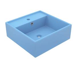 Chiuvetă lux preaplin, bleu mat, 41x41 cm, ceramică, pătrat