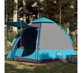 Cort de camping cabană 4 persoane albastru cu eliberare rapidă
