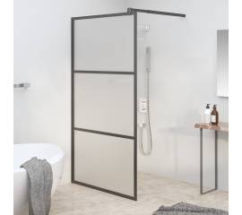 Perete cabină duș walk-in negru 100x195 cm sticlă esg semi-mată