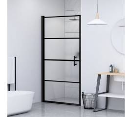 Ușă de duș, 100x178 cm, negru, sticlă securizată semi-mată