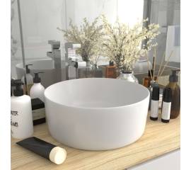 Chiuvetă de baie lux, alb mat, 40 x 15 cm, ceramică, rotund