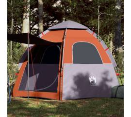 Cort camping cabană 4 persoane gri/portocaliu setare rapidă