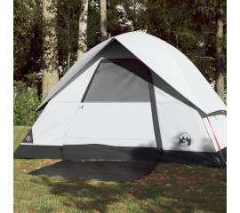 Cort camping cupolă 3 persoane alb, țesătură opacă, impermeabil
