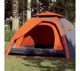 Cort camping cupolă 4 persoane, gri/portocaliu, setare rapidă