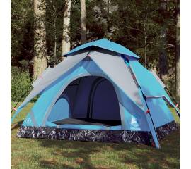 Cort de camping cupolă 4 persoane, setare rapidă, albastru
