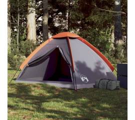Cort de camping pentru 2 persoane, gri/portocaliu, impermeabil