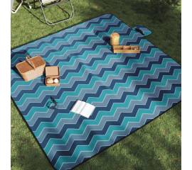 Pătură de picnic pliabilă, val albastre, 200x200 cm catifea
