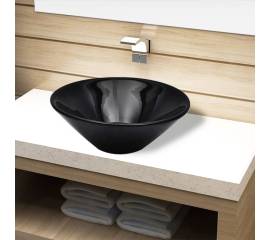 Chiuvetă ceramică pentru baie, rotundă, negru