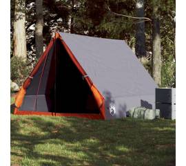 Cort camping cu cadru a 2 persoane, gri, impermeabil