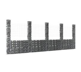 Coș de gabion în formă de u cu 5 stâlpi, 500x20x200 cm, fier