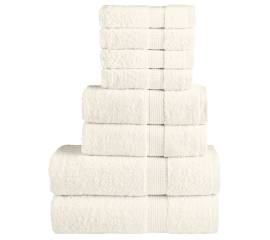 Set de prosoape premium, 8 piese, crem, 600 g/m² 100% bumbac