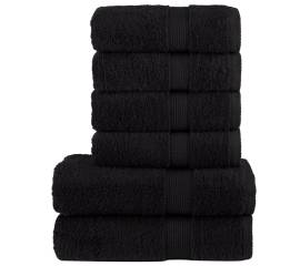 Set de prosoape premium 6 piese, negru, 600 g/m² 100% bumbac