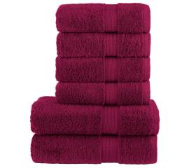 Set de prosoape premium, 6 piese, bordo, 600 g/m² 100% bumbac