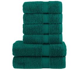 Set de prosoape premium, 6 piese, verde, 600 g/m² 100% bumbac