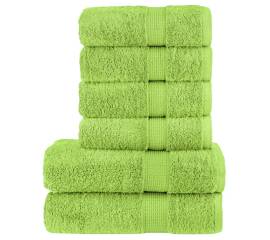 Set de prosoape premium, 6 piese verde măr 600 g/m² 100% bumbac