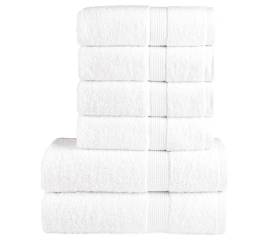 Set de prosoape premium, 6 piese, alb, 600 g/m² 100% bumbac