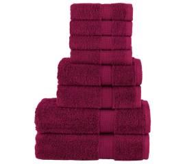 Set de prosoape premium, 8 piese, bordo, 600 g/m² 100% bumbac