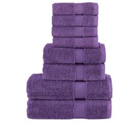 Set de prosoape premium, 8 piese, violet, 600 g/m² 100% bumbac