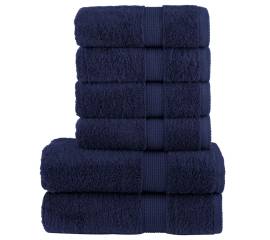 Set de prosoape premium 6 piese bleumarin, 600 g/m² 100% bumbac