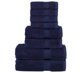 Set de prosoape premium 8 piese bleumarin, 600 g/m² 100% bumbac