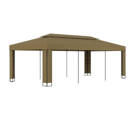 Pavilion cu acoperiș dublu, gri taupe, 3 x 6 m, 180 g/m²