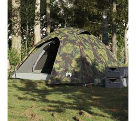 Cort de camping cupolă pentru 4 persoane, camuflaj, impermeabil