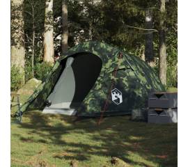 Cort de camping tunel pentru 3 persoane, camuflaj, impermeabil