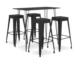 Set mobilier de bar, 5 piese, negru