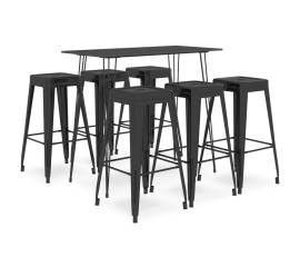 Set mobilier de bar, 7 piese, negru